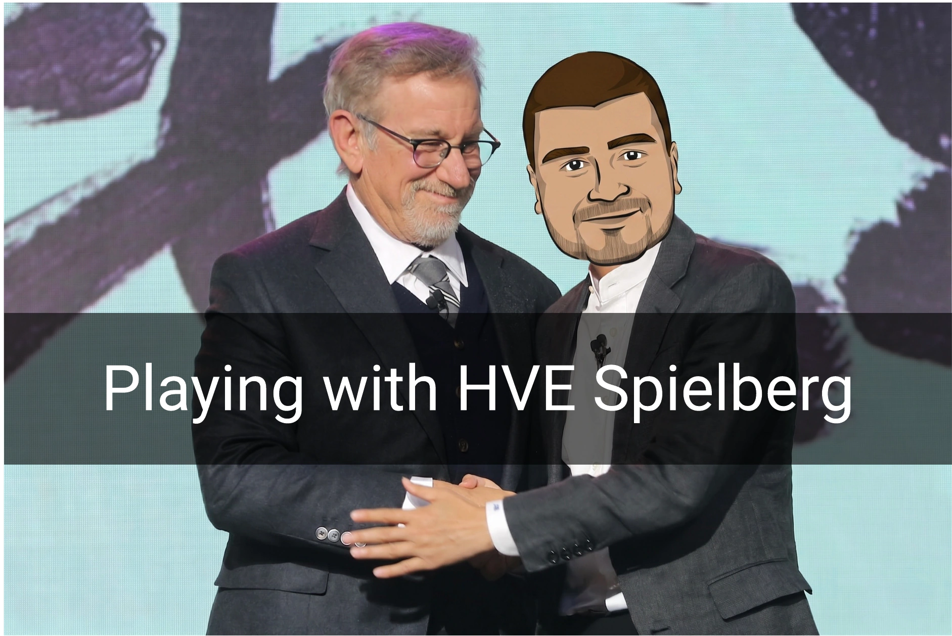 Playing with HVE Spielberg — Steven Spielberg shaking hands with Nebrass Lamouchi's avatar
